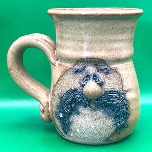 Vintage Peter Petrie Ugly Face Brown Foothills Pottery Coffee Mug 3D 1980 Marked